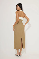 Cotton Mix Pinstripe Midi Dress