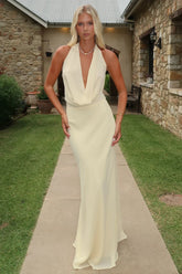 Mirella Plunge Halter Neck Maxi Dress - Yellow
