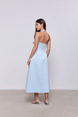 Cotton Mix Halter Midi Dress