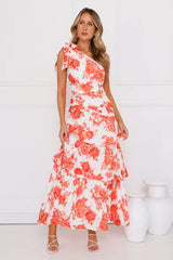 Kehlani One Shoulder Maxi Dress Orange